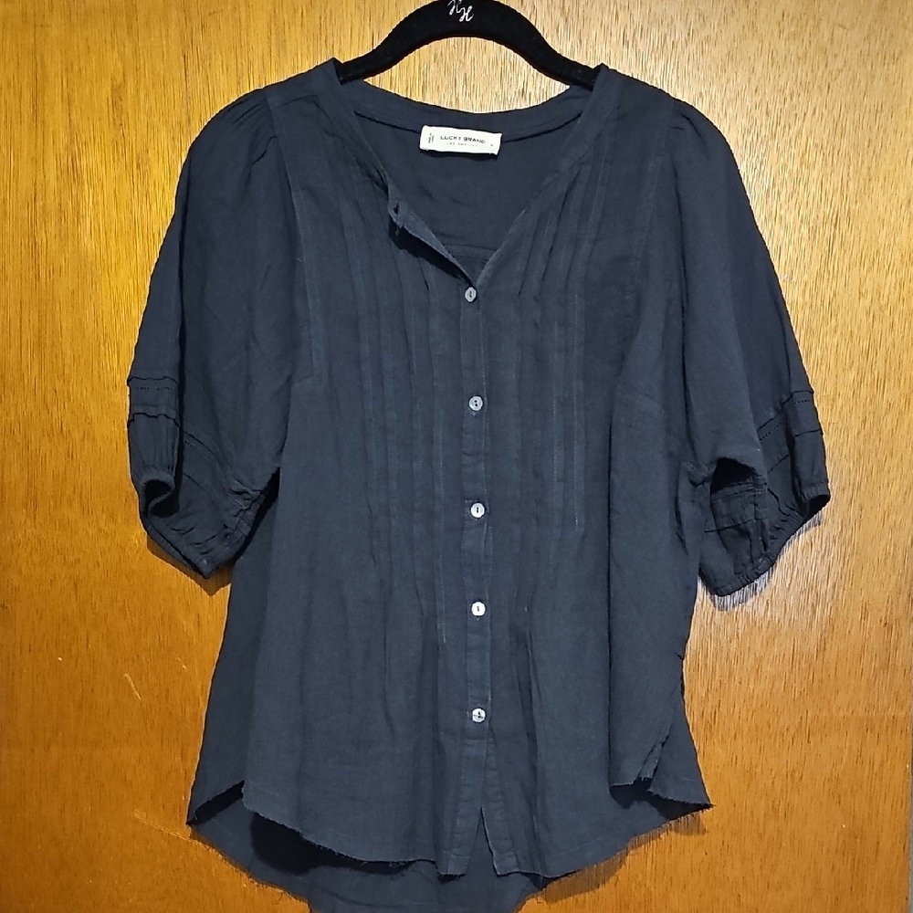 Lucky Brand Black Pleated Blouse